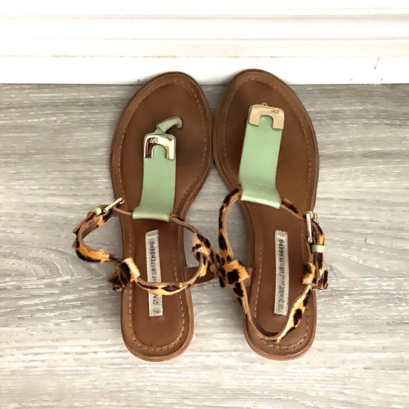 Diane von Furstenberg Dion Demi Wedge Sandals -5.5 - Picture 4 of 6